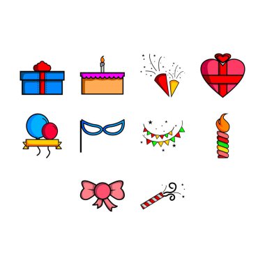 Çizgi film yıldönümü ikon vektörünün koleksiyonu