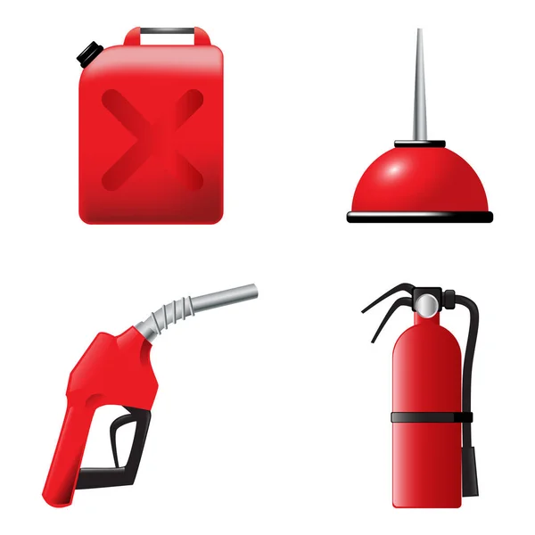 Benzin istasyonu malzemesi koleksiyonu simge vektörü