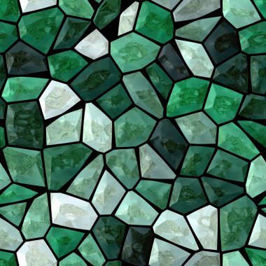 Zümrüt yeşil mermer düzensiz plastik taşlı mozaik Dikişsiz desen doku arka plan koyu harç ile