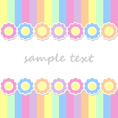 Bahar kartpostal arka plan çiçekler ve pastel renklerde dikey şeritler iki satır ile