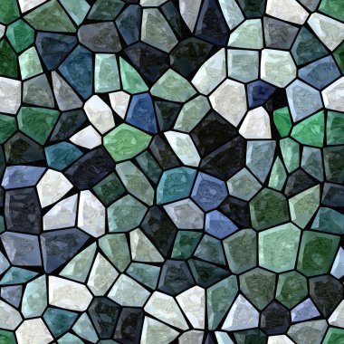 dark green blue marble irregular plastic stony mosaic seamless pattern texture background with grout