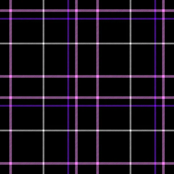 Black check diamond tartan plaid fabric seamless pattern texture background with pink, purple and white strips — Stock Fotó