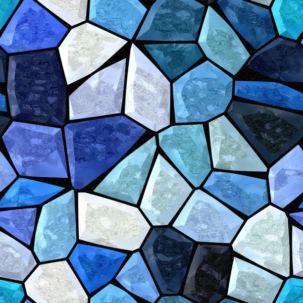 Dark blue marble irregular plastic stony mosaic seamless pattern texture background with black grout — ストック写真