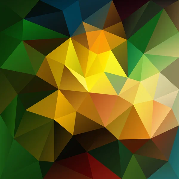 Vector abstract irregular polygon background with a triangular pattern in dark green and yellow colors — ストックベクタ