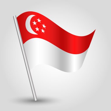 eğimli gümüş direk üzerinde basit üçgen singapur bayrağı sallayarak vektör - metal sopa ile singapur simgesi