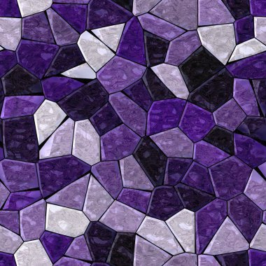 koyu mor Menekşe mermer düzensiz plastik taşlı mozaik Dikişsiz desen doku arka plan siyah harç ile 