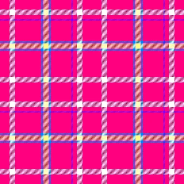 Pink white blue yellow check diamond tartan plaid fabric seamless pattern texture background — Stock Photo, Image