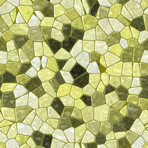 Geel groen marmeren onregelmatige kunststof steenachtige mozaïek naadloze patroon textuur achtergrond met kaki specie — Stockfoto