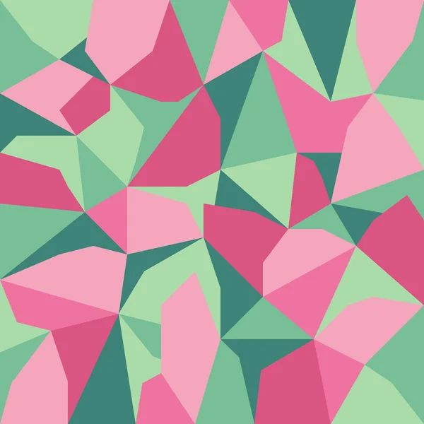 Vector abstract irregular polygon background with pattern in pink and green colors — Stock Vector