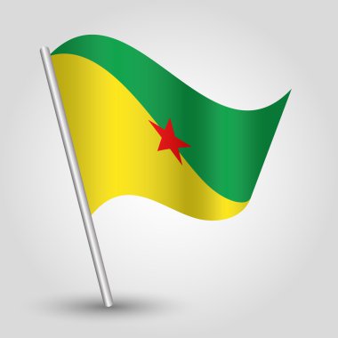 eğimli gümüş kutup - Fransız Guyanası simgesi metal sopa ile basit üçgen guianese bayrağı sallayarak vektör