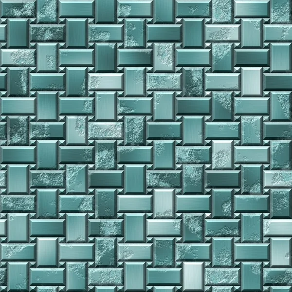 Metalowe srebrne niebieski zielony panele bezszwowe wzór tekstura tło - granica wygląd — Zdjęcie stockowe