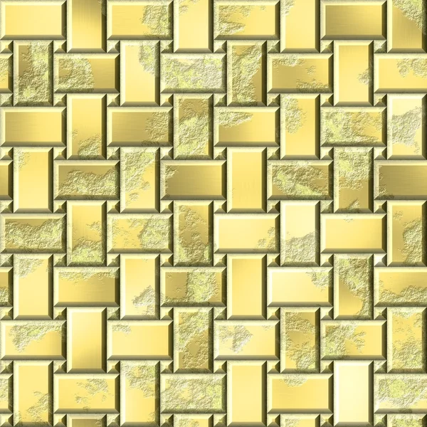 Oro metal amarillo paneles sin costura patrón textura fondo - aspecto grunge — Foto de Stock