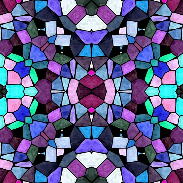 Glass kaleidoscope mosaic seamless pattern texture background in blue, pink, purple and green colors — Stock Photo, Image