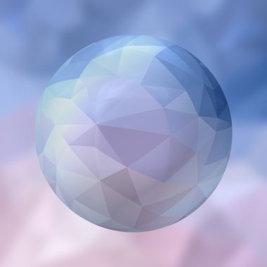 bulanık arka plan üzerinde çokgen desenli cam küre - mavi ve pembe renkli