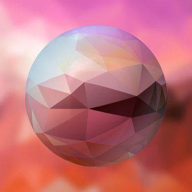 bulanık arka plan üzerinde çokgen desenli cam küre - pembe ve turuncu renkli