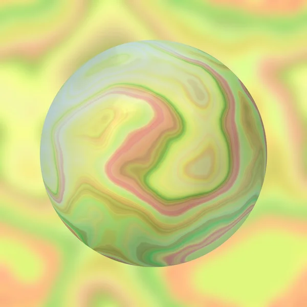 Steinmarmor-Achat-Kugel-Muster auf verschwommenem Hintergrund - pastellgelb, grün und rosa gefärbt — Stockfoto
