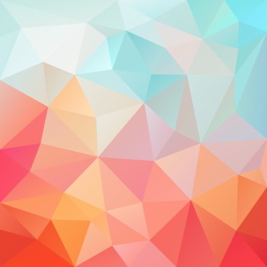 vector abstract irregular polygon background with a triangular pattern in pastel pink, orange and blue colors clipart