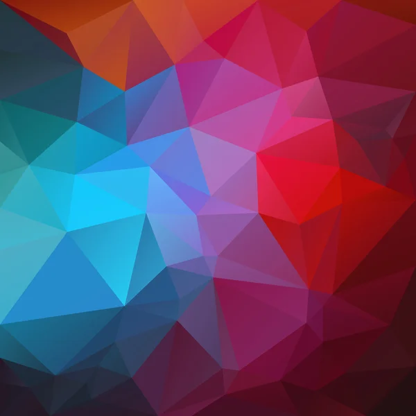 Vector abstracto fondo de polígono irregular con un patrón triangular en vibrantes colores rojo y azul — Vector de stock