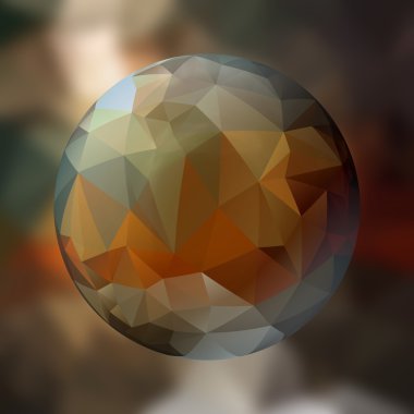 bulanık arka plan - koyu kahverengi renkli - 3d render üzerinde çokgen desenli cam Küre