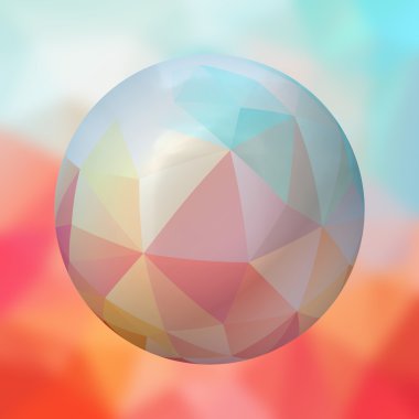 arka plan bulanık - pastel pembe ve mavi renkli - 3d render üzerinde çokgen desenli cam Küre