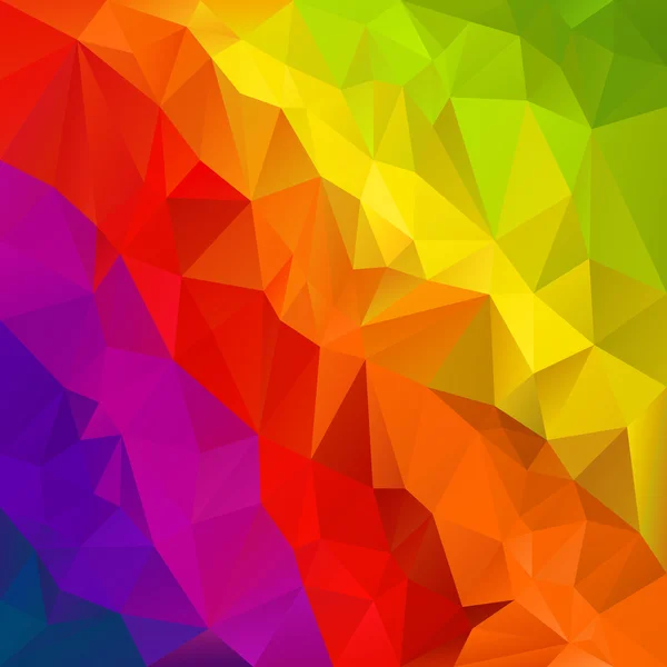 斜め虹スペクトルの完全色の三角形のパターンを持つベクトル不規則な多角形の抽象的な背景 — ストックベクタ