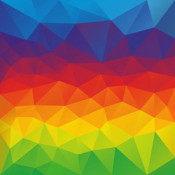 フルカラー スペクトル色 - 水平虹の三角形のパターンを持つベクトル不規則な多角形の抽象的な背景 — ストックベクタ