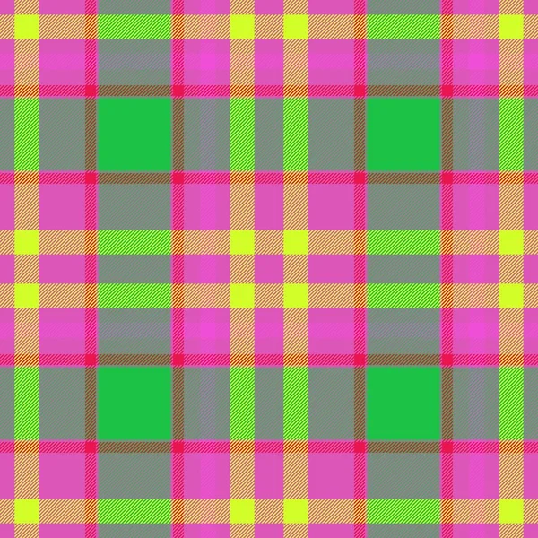 Check diamond tartan plaid fabric seamless pattern texture background - pink, green and yellow colored — Stock Photo, Image