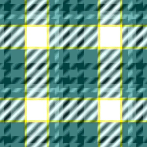 Check diamond tartan plaid fabric seamless pattern texture background - green, blue, yellow and white colored — Stock Photo, Image