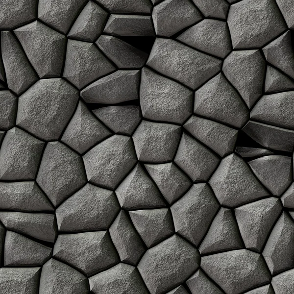 Sem costura mosaico cinza pedras padrão textura fundo com argamassa branca - calhau — Fotografia de Stock