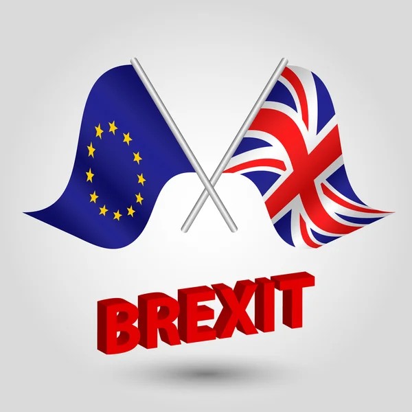 Brexit - Avrupa Birliği ve Amerika Birleşik Devletleri - AB ve İngiltere'de çapraz bayrakları vektör simgesi — Stok Vektör