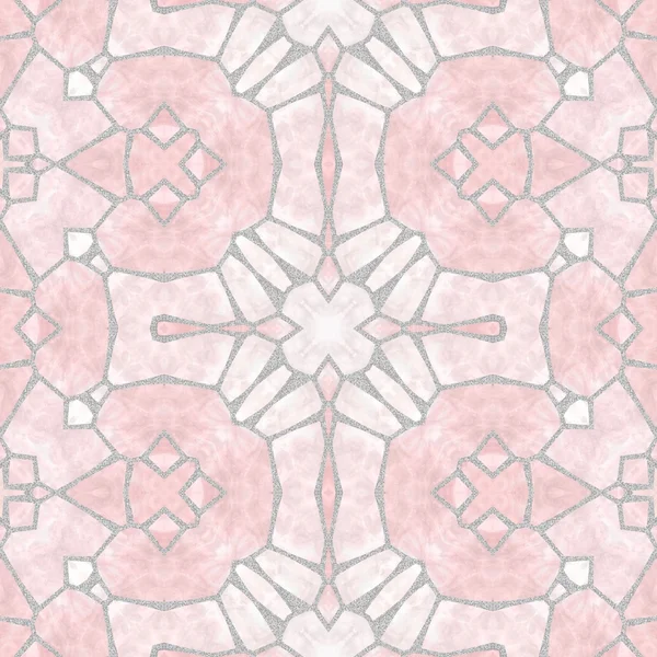 Mosaïque kaléidoscope sans couture motif texture fond rose clair avec coulis gris — Photo