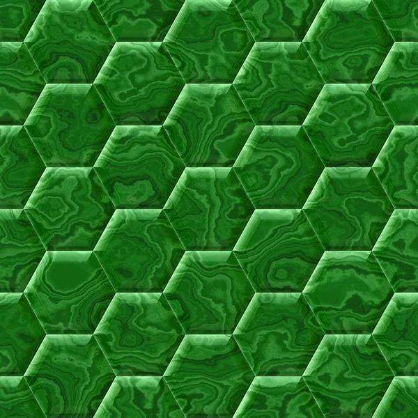 Dark green malachite marble hexagon seamless pattern texture background — Stock Photo, Image