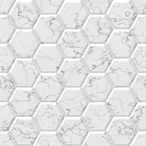 White and gray marble hexagon seamless pattern texture background — Stock Photo, Image