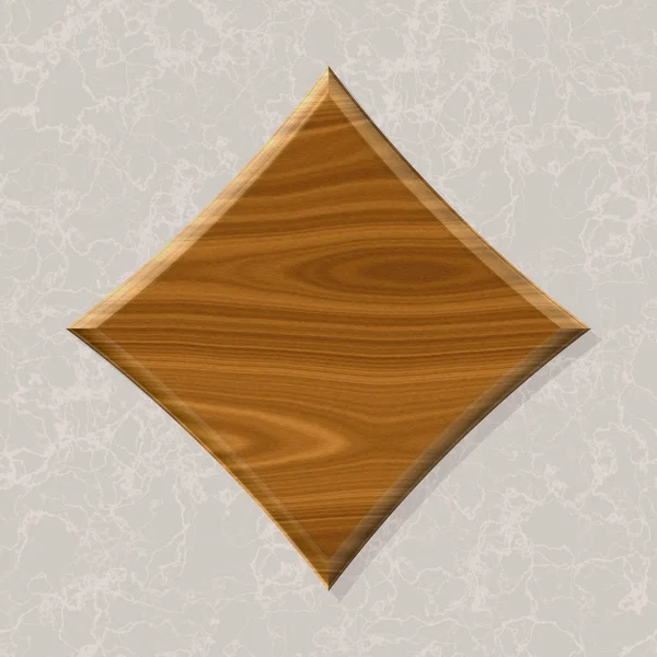 Símbolo de cartão de madeira de azulejos no fundo de mármore sem costura cinza — Fotografia de Stock