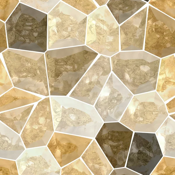Marrón y beige mármol irregular plástico piedra mosaico sin costuras patrón textura fondo con lechada blanca — Foto de Stock