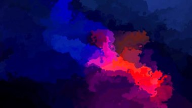 soyut animasyon ışıltılı arka plan tam HD dikdörtgen döngü videosu - suluboya lekeli sıvı efekt - kraliyet mavisi parlak kırmızı turuncu pembe