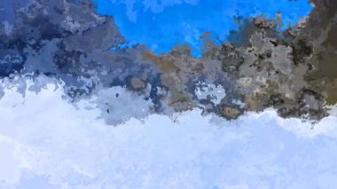 soyut animasyon ışıltılı arka plan tam HD dikdörtgen döngü videosu - suluboya lekeli sıvı efekt - mavi gökyüzü mavi kar beyazı