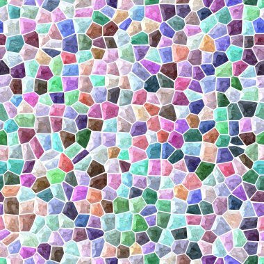 Yüzey tabanı mermer mozaik desenli pürüzsüz kare arka plan beyaz harç - çok pastel renk spektrumu- yeşil, mavi, pembe, mor, leylak, kahverengi, turuncu, bej