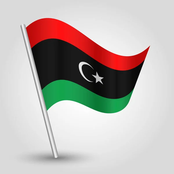 Eğimli Gümüş Çubuk Üzerinde Basit Bir Üçgen Libyan Bayrağı Sallayan — Stok Vektör