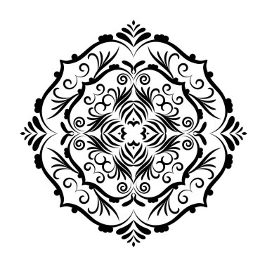 vektör siyah ve beyaz dairesel süslemeli mandala
