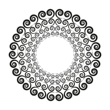 vektör siyah ve beyaz dairesel sarmal mandala