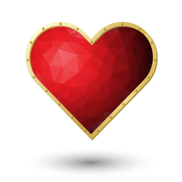 Vektör gerçekçi kırmızı kalp mücevher — Stok Vektör