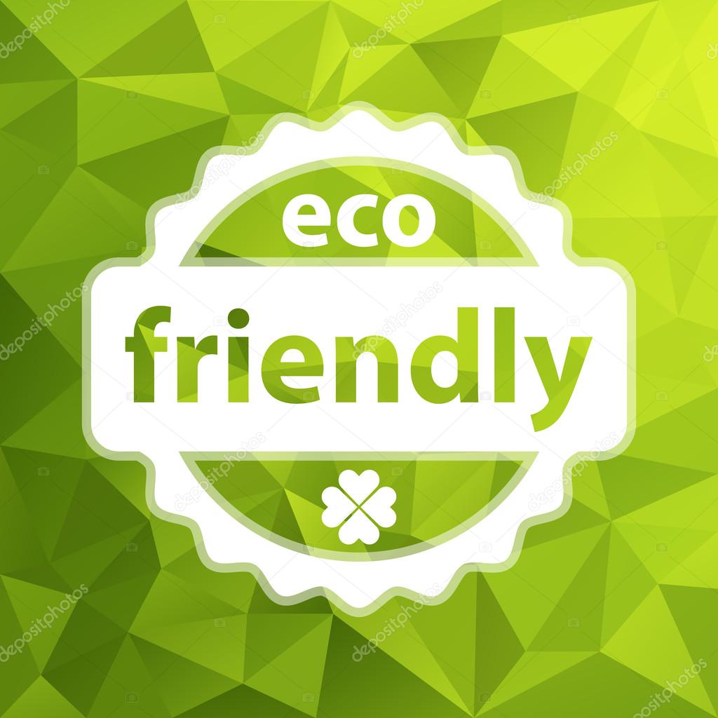 White vector eco friendly stamp on green triangular background