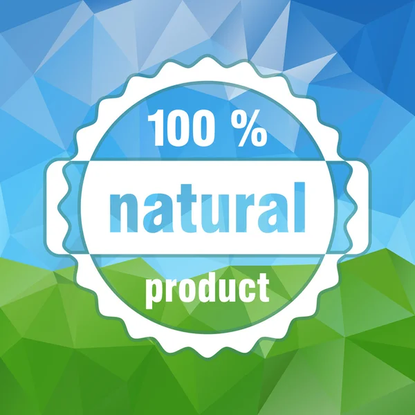 Sello de producto natural vector blanco en el paisaje del país — Vector de stock