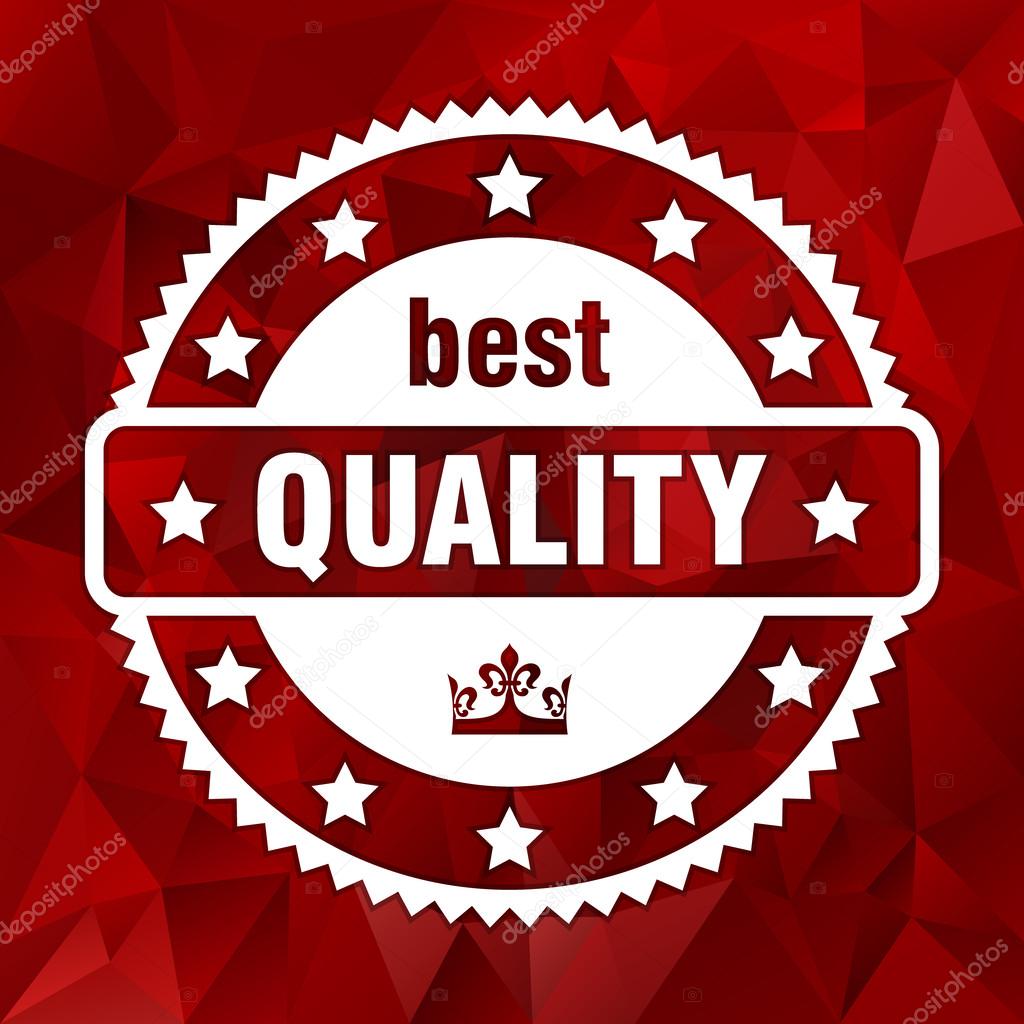 White vector best quality stamp with royal crown and stars on red triangular background