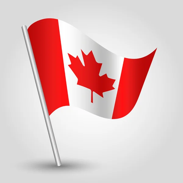 Vector 3d waving canadian flag on pole — Stock Vector