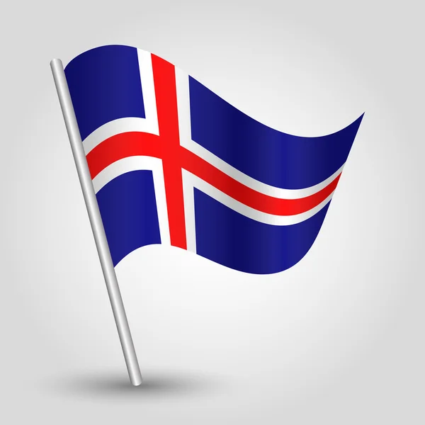 Vector 3d waving icelandic flag on pole — Stock Vector