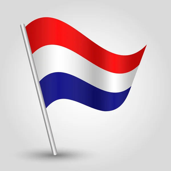 Vector 3d waving dutch flag on pole — Stock Vector