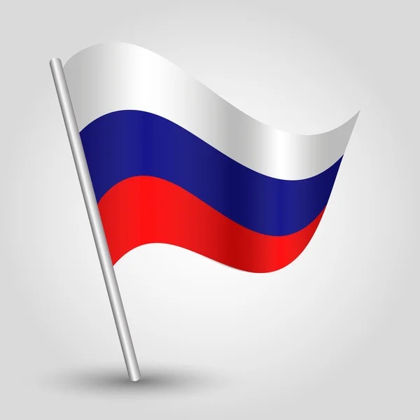 Vecteur 3d agitant le drapeau russe sur le pôle — Image vectorielle