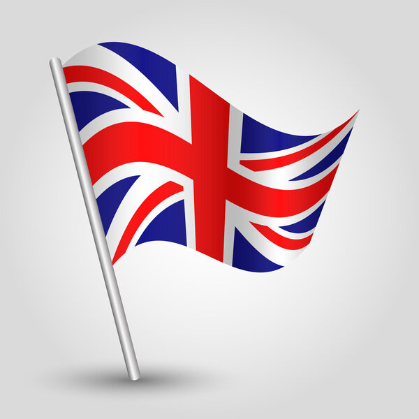 Векторный трехмерный английский флаг на шесте
